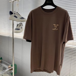 Brushed Roman Cotton Crew Neck Short Sleeve T-Shirt - Coffee, XXL