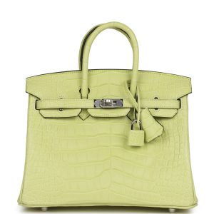 Hermes Birkin 25 Jaune Bourgeon Matte Alligator Palladium Hardware