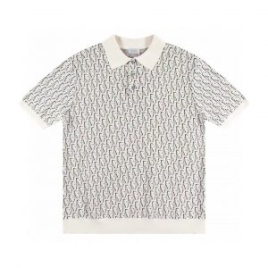Letter full print polo shirts - White, XL