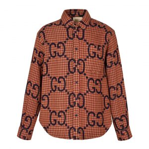Red checkered print shirt - XL, Brown
