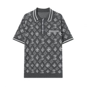 Jacquard knitted T-shirt - L, Grey