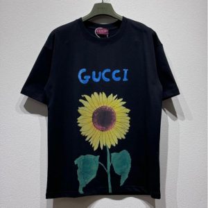 Sunflower Print Short Sleeves - XL, Black