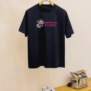 3D Silicone Hot Diamond Letter T-shirt - L, Black