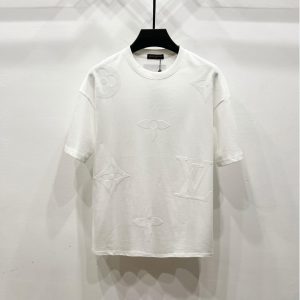 Flocked Print Short Sleeve Crewneck T-Shirt - XL, White