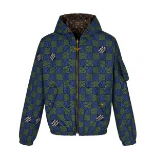 Checkerboard reversible zip-up jacket - S