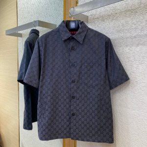 Men's Wool Blend Jacquard Shirt - S, Black