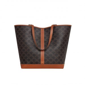 Celine Medium Cabas In Triomphe Canvas And Calfskin Tan 28Cm 115072Cas 04Lu