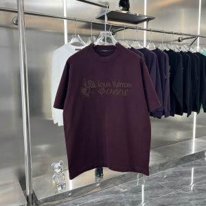 3D Silicone Hot Diamond Letter T-shirt - L, Wine red