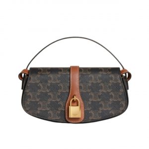 Celine Clutch On Strap Tabou In Triomphe Canvas And Calfskin Tan 20Cm 10I592Dq2 04Lu