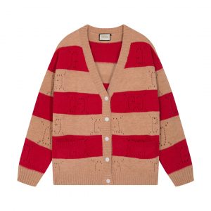 Red and brown striped wool sweater - XXL