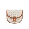 Celine Mini Besace In Triomphe Canvas And Calfskin White 18Cm 196702Bzj 01Bc