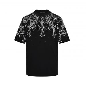 Gradient mottled cross T-shirt - M, Black