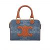 Celine Small Boston With Triomphe All Over And Calfskin In Denim Blue 20Cm 113772Fy6 07Dd