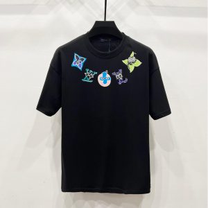 Starry sky cartoon T-shirt - L, Black