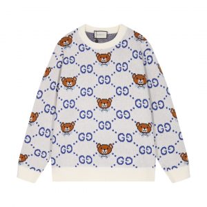 Bear knitted sweater - XXL, White