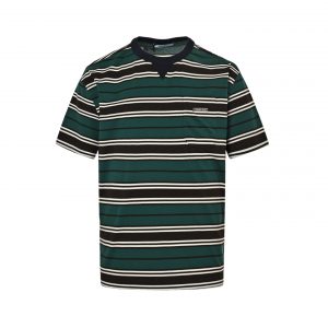 Embroidered striped contrast T-shirt - XL, Dark Green