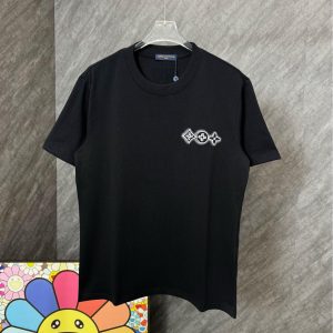 Simple versatile style print t-shirt - M, Black