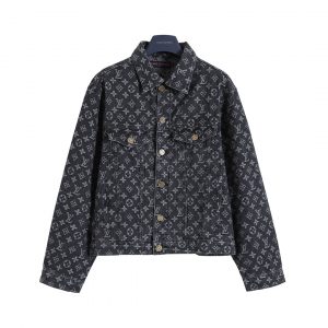 Artistic portrait embroidered denim jacket - XL