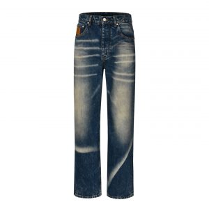 Abnormally faded leather label jeans - L
