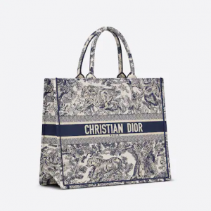 Large Dior Book Tote Blue Toile De  (42 X 35 X 18.5 Cm)