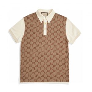 Silk Cotton Jacquard Polo Short Sleeve Shirt