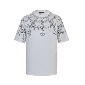 Gradient mottled cross T-shirt - M, White