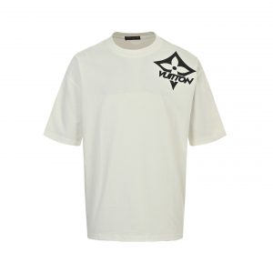 Shoulder cross-stitched short-sleeved T-shirt - XL, White