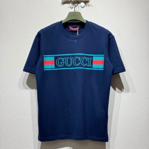 Classic Two-Tone Embroidered T-shirt - XL, Blue