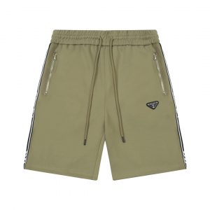 Silver triangle logo zipper shorts - S, Light Green