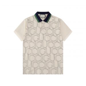 Full-Printed Letters Polo Shirt - Khaki, L