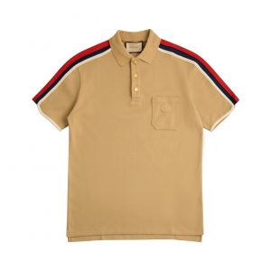 Casual Lapel Polo Short Shirt - Khaki, XL