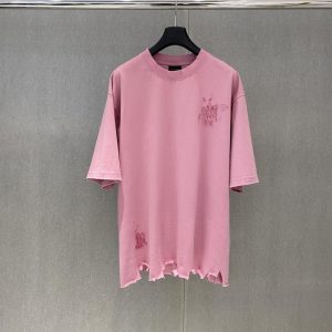 Colorful hand-painted distressed T-shirt