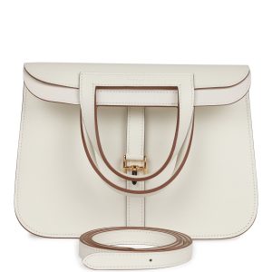 Hermes Halzan 25 White Evercolor Gold Hardware