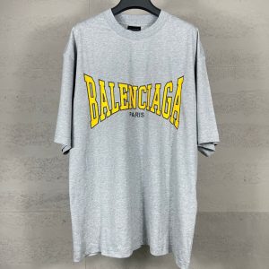 Cracked Letter Crease Short-Sleeved T-Shirt - Grey, L