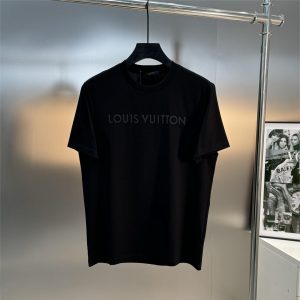 Letter foam round neck short sleeve T-shirt - M, Black