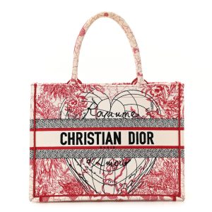 Christian Dior Canvas   Book Tote Red White