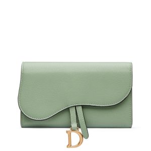 Dior Saddle Wallet In Goatskin Queen Mint