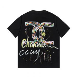 Colorful handmade graffiti t-shirt - S, Black