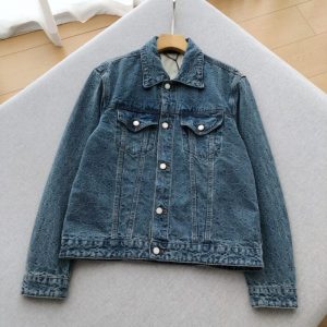 Rippled Blue Denim Jacket - M