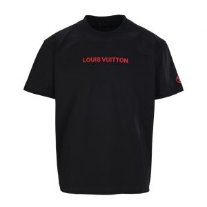 Flocked letter short-sleeved T-shirt - M, Black