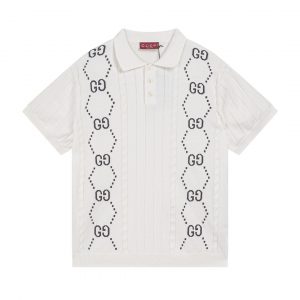 Jacquard Cable Knit Polo - XS, White