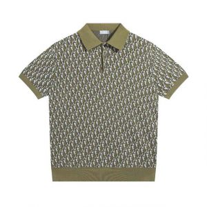 Jacquard Embroidered Knitted Polo Shirt - S, Green
