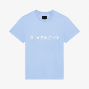 Lettering Print T-Shirt - Light Blue, L