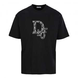 Patch printed embroidered T-shirt - L, Black
