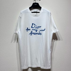Embroidered lettering short-sleeved T-shirt - White, L