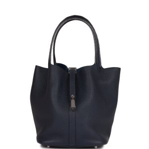 Hermes Picotin Lock 18 Bleu Nuit Clemence And Matte Alligator Touch Palladium Hardware