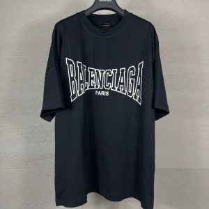 Cracked Letter Crease Short-Sleeved T-Shirt - Black, XS