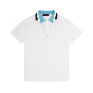 Openwork Pattern Knitted Polo Shirt - L