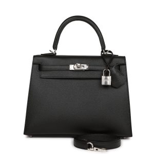 Hermès Kelly 28 Sellier Black Epsom Palladium Hardware