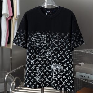 All-over monogram print short-sleeved T-shirt - S, Black